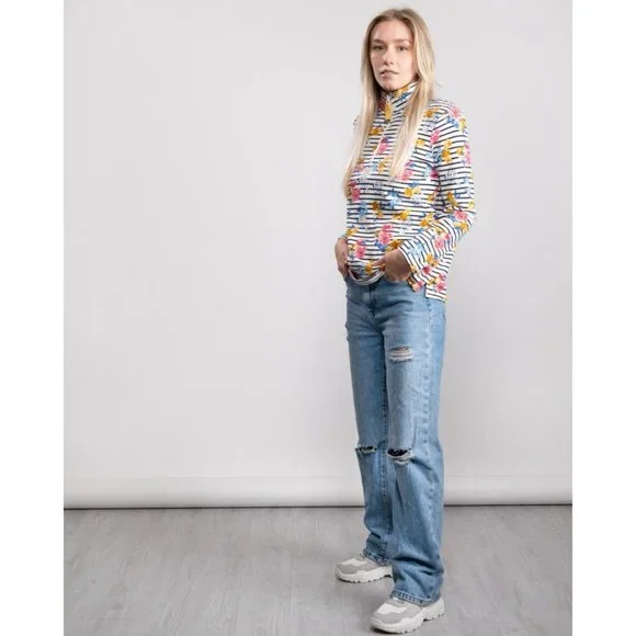 NWT Women Size 4 or 20 Joules Floral Casual Half Zip Floral Pip Print Sweatshirt - Picture 7 of 7